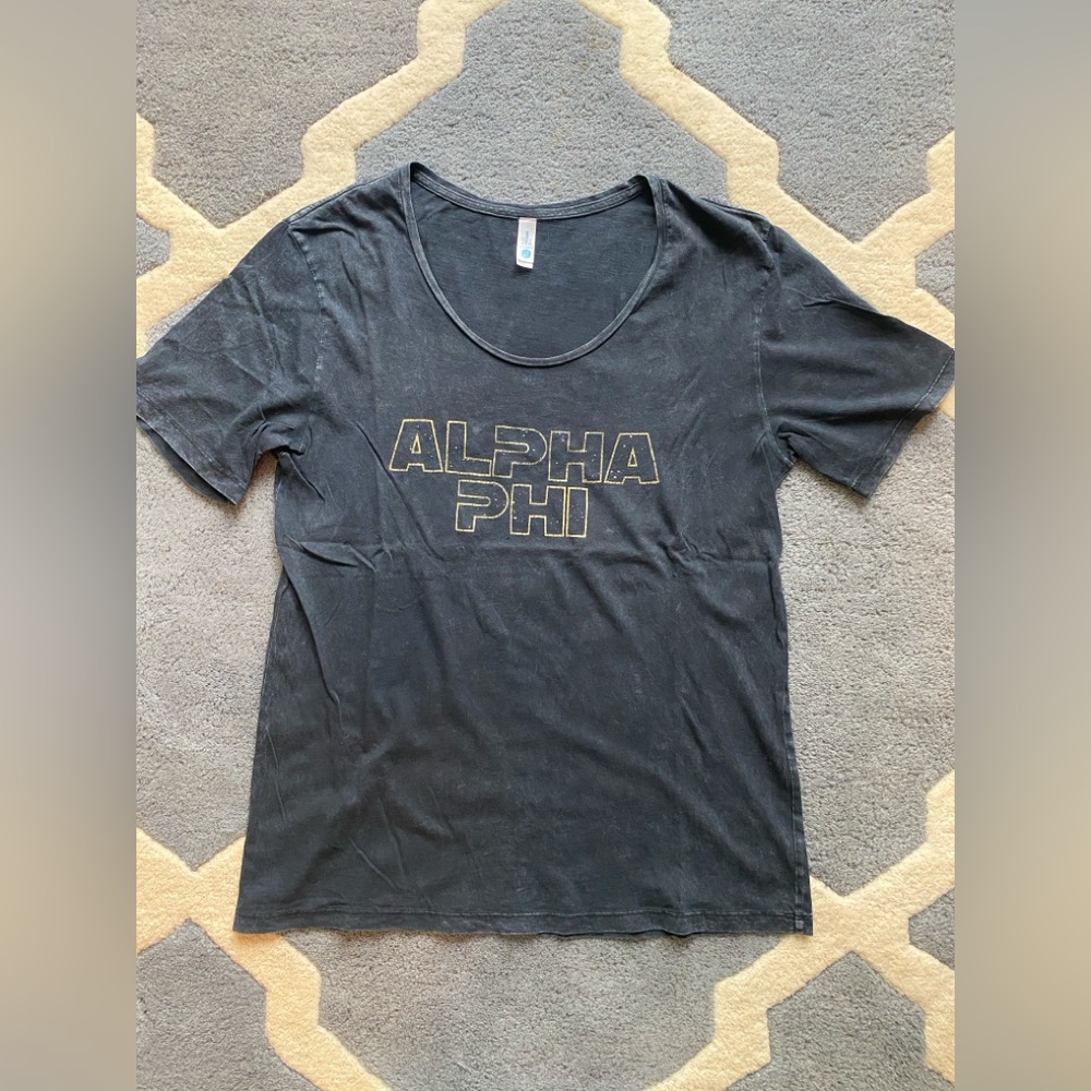 Alpha Phi Star Wars Gold Foil Black Washed Out Tee